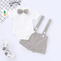Mini Gentleman Outfit Newborn Baby Boy Formal Costumes Short Sleeve Shirt With Bow + Romper Short Pants Summer Fashion 2 Pcs Set