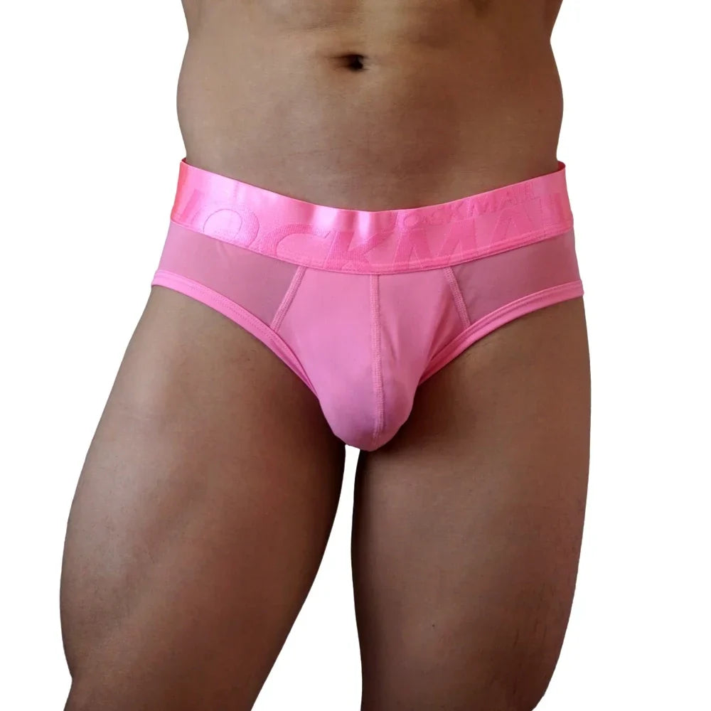 Jockmail Men Briefs Mens Panties Sexy Transparent Mesh Ice Silk Gay Men Underwear Sissy Men Underpants Ropa Interior Hombre