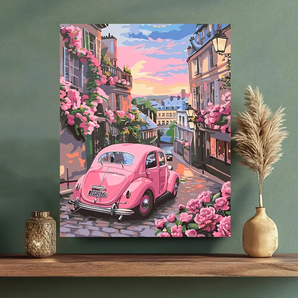"1pc Paint by Numbers - Pink Atmosphere Art - 15.75x19.69in - Elegant Home Decor for Every Space - HAMLET"