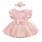 3D Flower Summer Baby Girls Romper Princess Mesh Newborn Clothes Lace