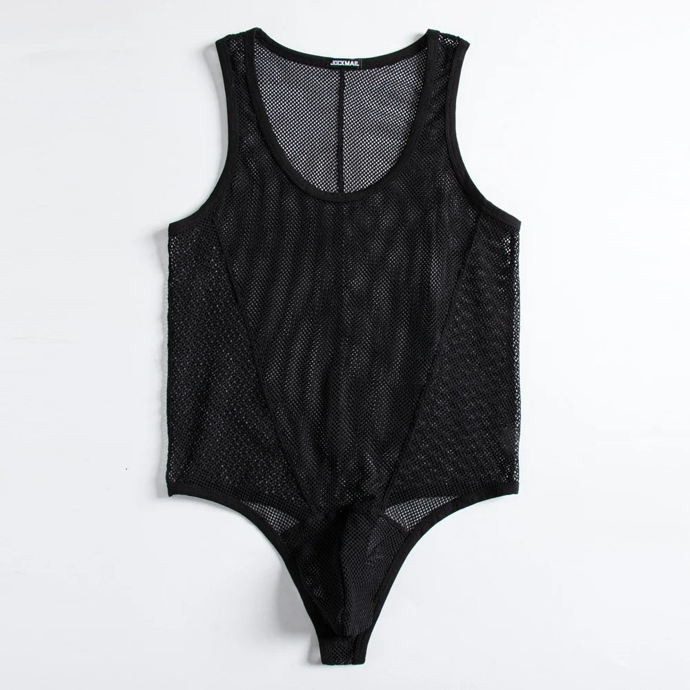 JOCKMAIL Men's Sexy Mesh Jockstrap Underwear Bodysuit Suspender Jumpsuits Man Harness Gay Underwear Mens Lingerie Sissy Panties