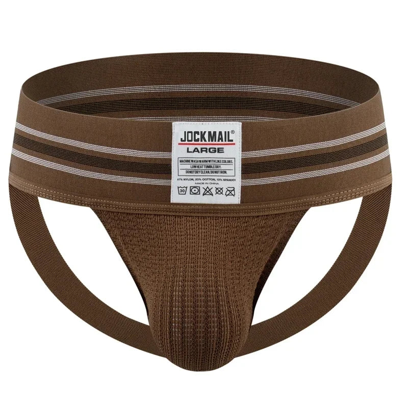 Men Sexy Jockstrap Thongs Gay Underwear Lingerie Underpants Bikini G String Wide Waist Band Hombre Panties Athletic Supporters