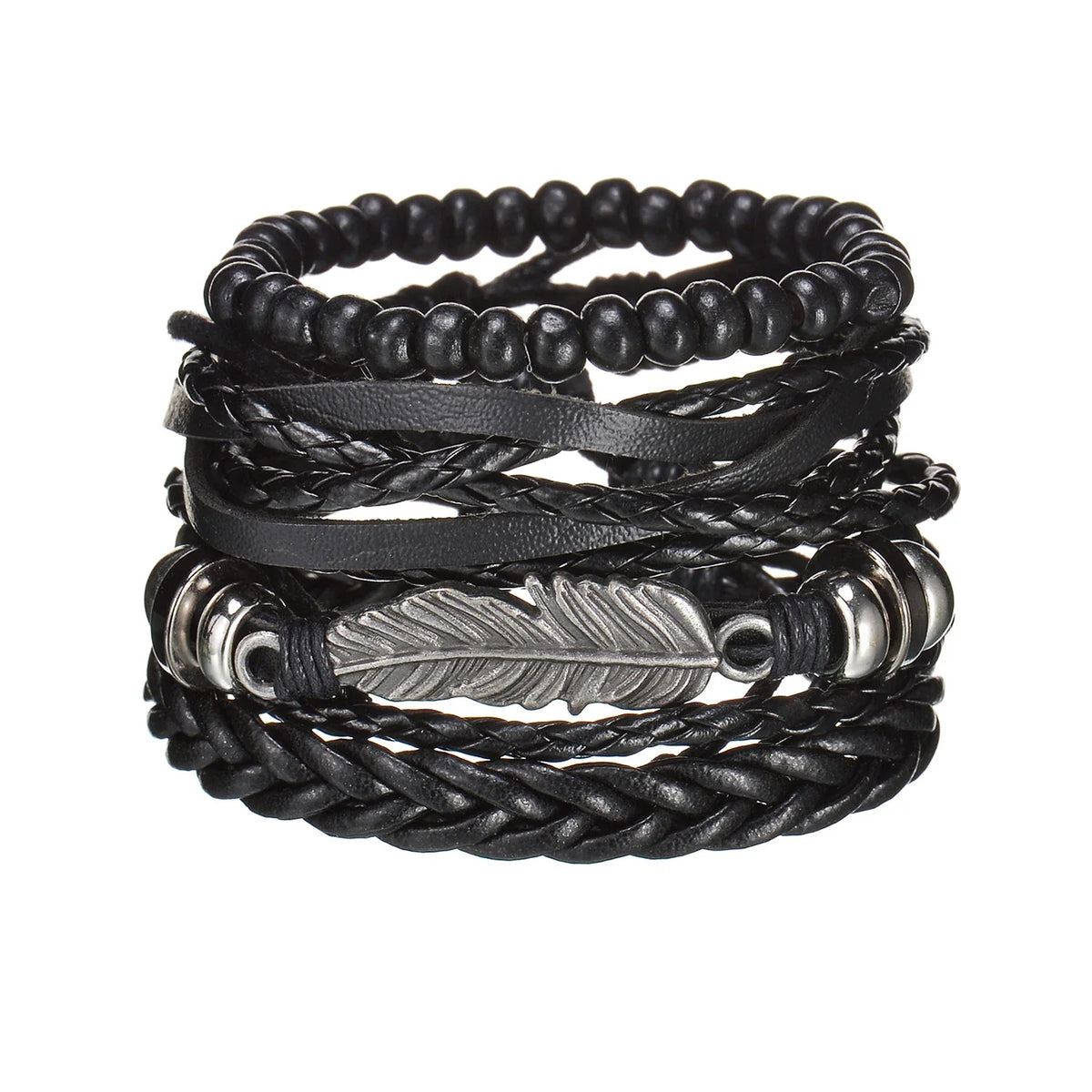 MeMolissa New Fashion Braided Wrap Leather Bracelets for Men High Quality Vintage Charm Wood Beads Ethnic Tribal Wristbands