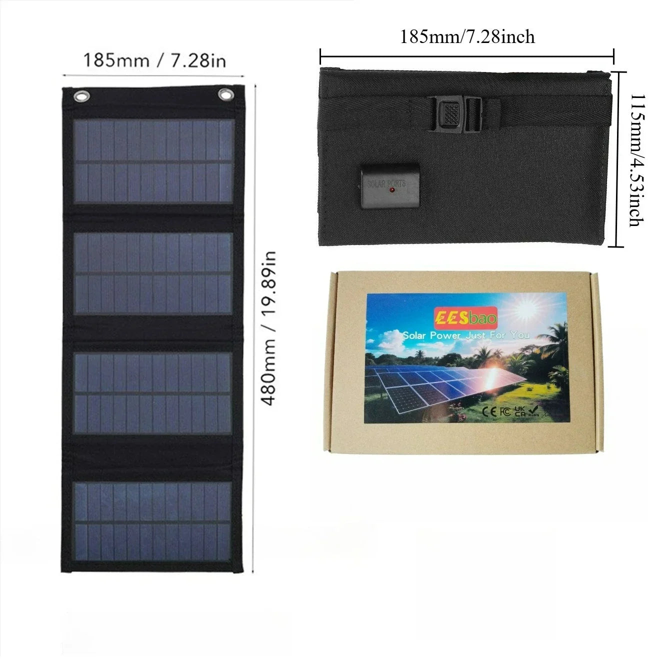 Backpack Pocket Carry Portable Foldable Waterproof Solar Charger 25W 100W Dual USB Solar Power Panel Outdoor Travel Emergency