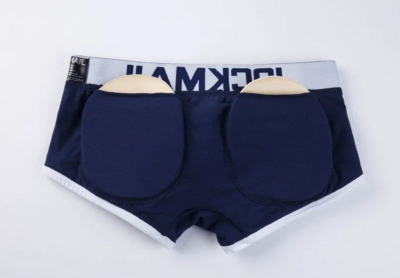 Men Trunks Built-in Fake Butt Hip Lifter Enhancer Shorts Boxer Padded Underwear Underpants Breathable with Removable Pads