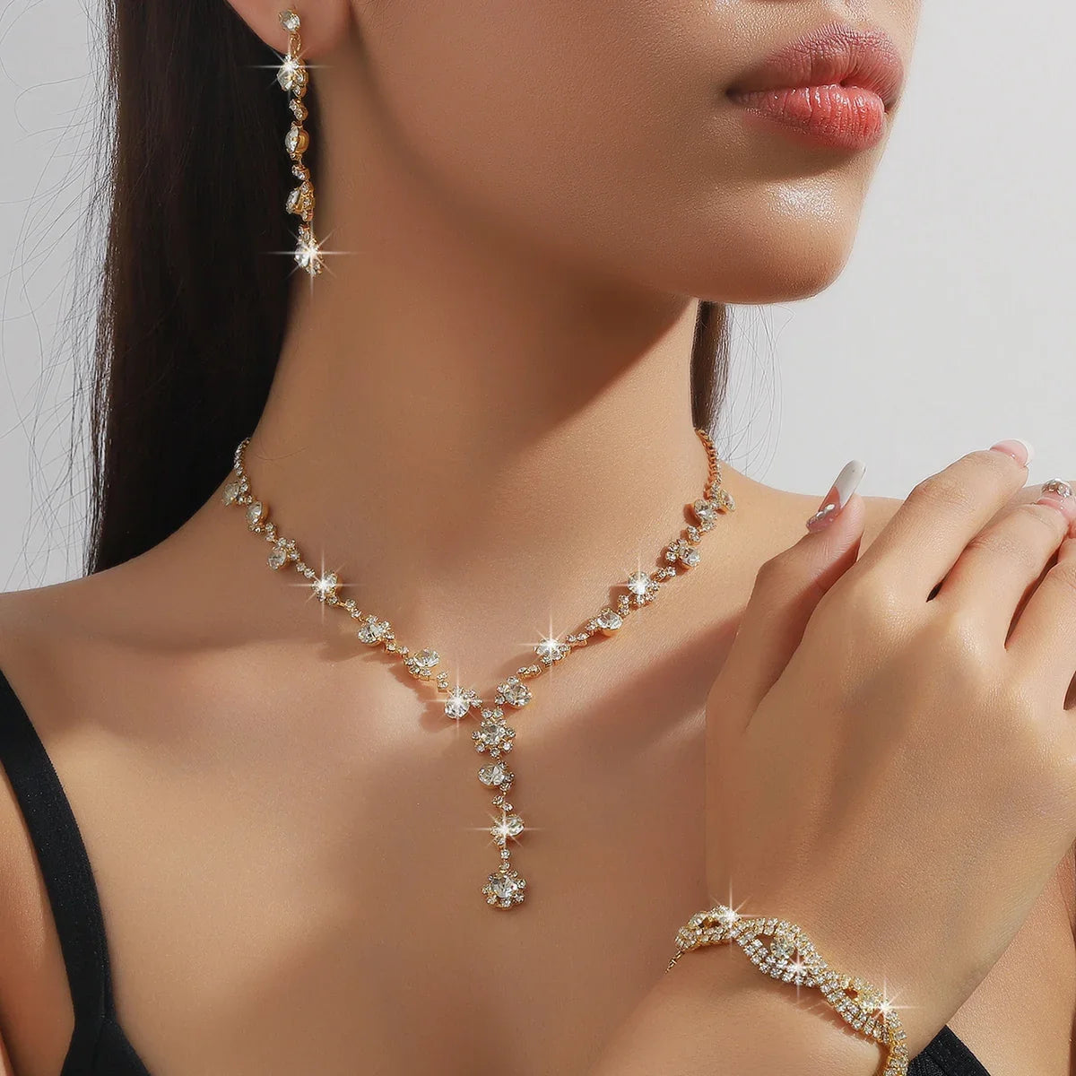 4PC Women's Fashion Copper Claw Chain Sunflower Necklace Earrings Bracelet Jewelry Set Wedding Banquet Party Holiday Gift