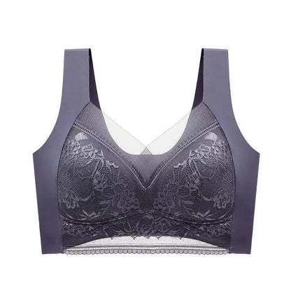 L-5XL Contrast Lace Wireless Bras For Womens Lingerie Top Female Lace Bra Underwire Plus Size Brassiere Perspective Sexy Bras