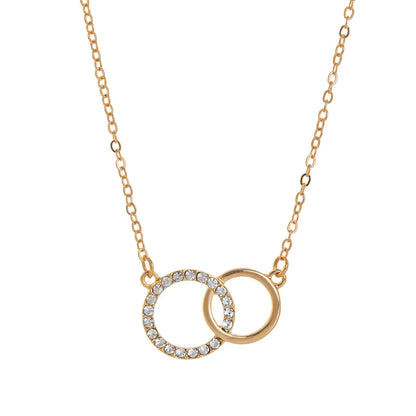 Double Circle Pendant Necklace Gold Color Necklaces for Women Fashion Thin Chain Minimalist Dainty on The Neck Jewelry