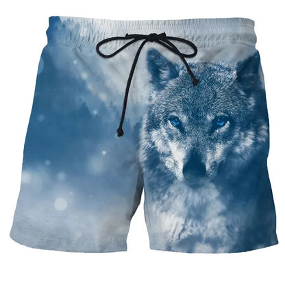 Wolf animal fashion men beach sexy bodybuilding shorts quick dry pants harajuku fitness board surf casual gym men homme