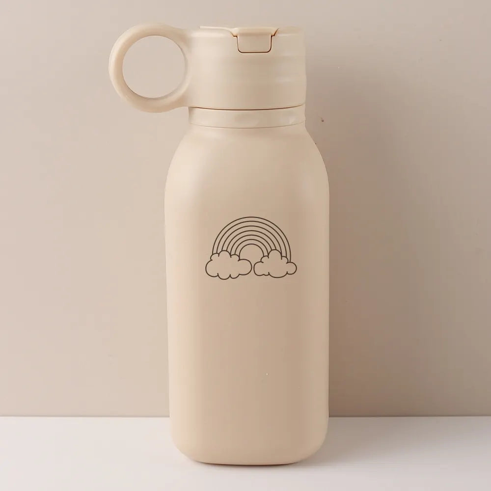 450ML Custom Name Silicone Straw Cup, Personalized Cartoon Pattern Water Bottle, Leakproof Sports Water Bottle for Kids Adults
