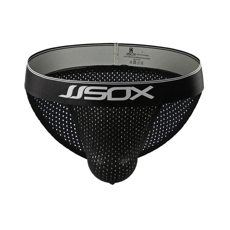 Men Mesh Briefs Sexy Underwear Man U Pouch Underpants Cuecas Calzoncillos Wide Belt Men's Lingerie Ropa Interior Hombre Slips