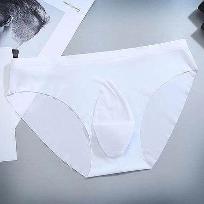 Sexy Men's Panties Ice Cool Breathable Semi Transparent Brief Solid Color Middle Waist Underwear Pump Man Bulge Pouch Briefs