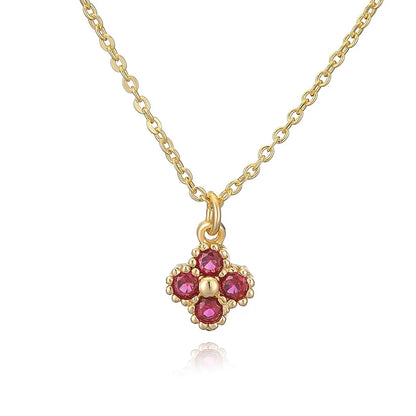 HECHENG, 18K Gold Plated Brass Cubic Zirconia Bijoux Exquisite Flower‑Shaped Women Necklace Dainty Collarbone Chain Jewelry Gift
