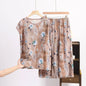 XL to 6XL Plus size Summer Pajamas set short sleeve Tshirt and Capri Pants Floral Print Loose homewear suits comfort sleepwear