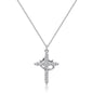 Exquisite Crown Cross Rhinestone Rotating Necklace for Women Fashion Copper Stainless Steel Necklace Party Banquet Jewelry Gift