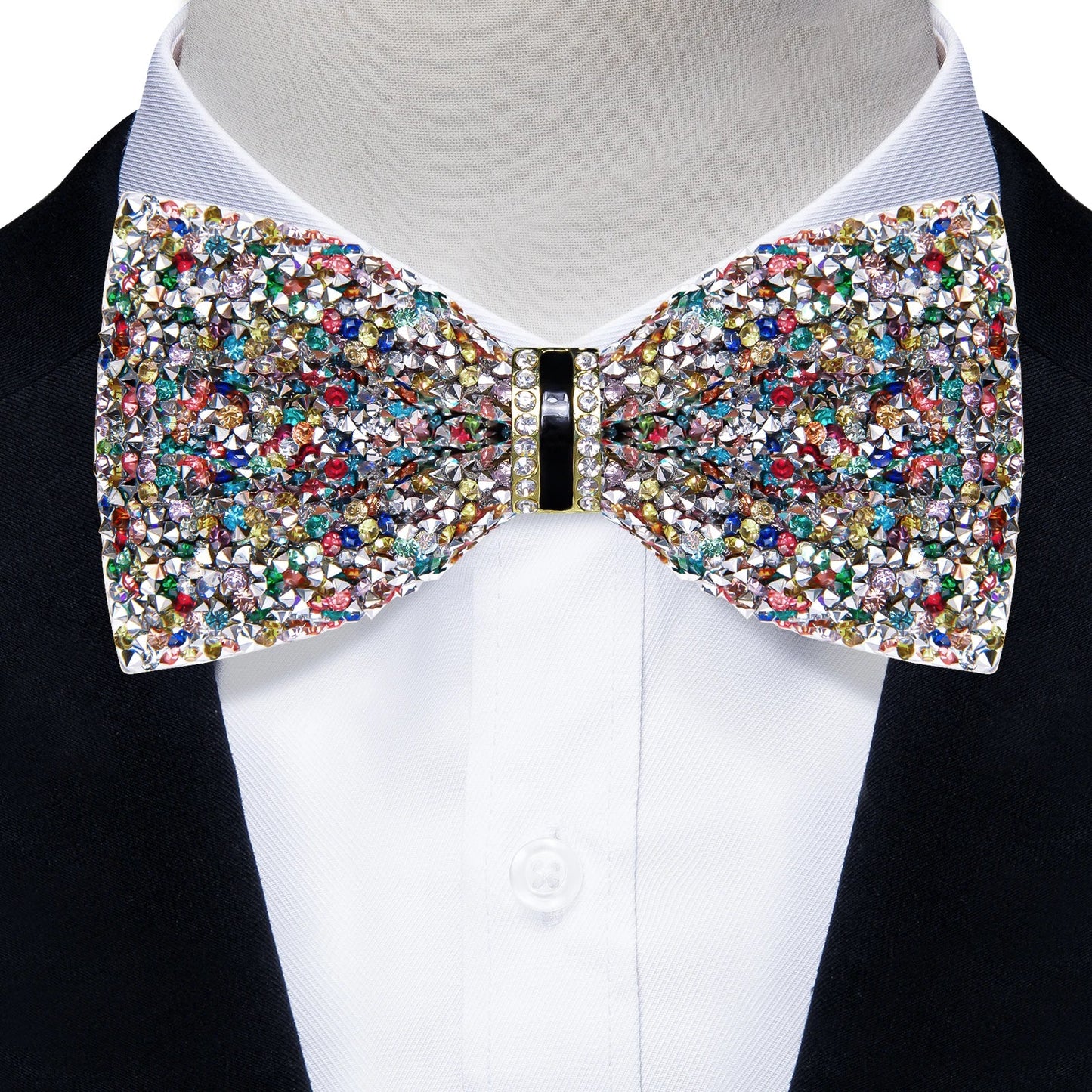 Sparkle Rhinestone Bow Ties for Men Pre-Tied Diamond Sequin Bowtie with Adjustable Length Wedding Party