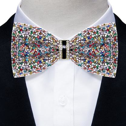 Sparkle Rhinestone Bow Ties for Men Pre-Tied Diamond Sequin Bowtie with Adjustable Length Wedding Party
