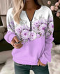 Floral Oversized Zip-Up Hoodie for Women