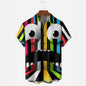 New men's street fashion summer daily shirt Hawaiian colorful rainbow print casual loose shirt short sleeved beach loose top