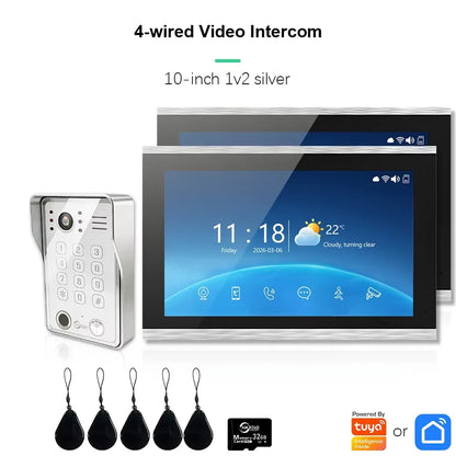 ANJIELO Tuya Smart Fingerprint 5-in-1 Unlocking Home Video Doorbell Video Intercom System 1080P Touch Monitor Security Protectio