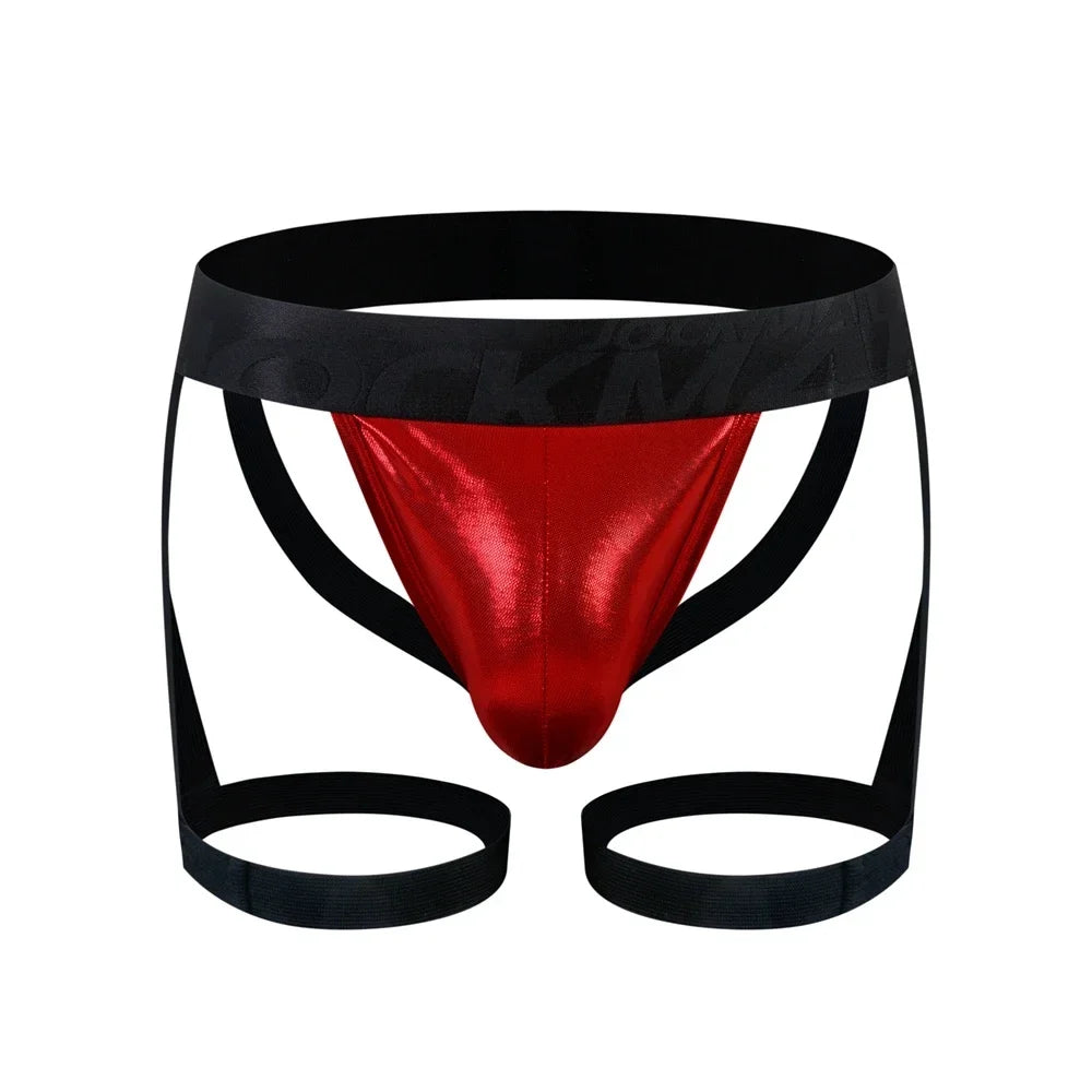 Men PU Faux Leather Jockstrap Harness Men Bondage Fetish Hombre Stage Nighclubwear Sexual Gay Underwear Pouch Strap Lingerie