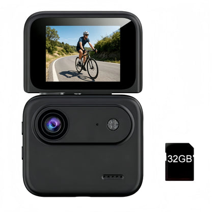 32GB 4K HD Flip Screen Thumb Camera Action Camera | Outdoor Recording, VLOG Cycling Camcorder, Anti Shake Flip Screen Panoramic Travel Shooting, Large Wide-angle First Person View Recording Camera, USB Charging, Lightweight S