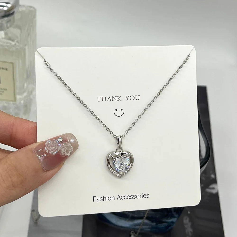 Eternal Heart Love Necklace Women's High End Stainless Steel Clavicle Chain Accessories Jewelry Valentine's Day Gift