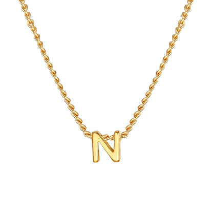 Vnox Chic Tiny A-Z Letters Necklaces for Women Girls, Gold Color Stainless Steel Initial Chokers,Small Pendent Necklaces Jewelry