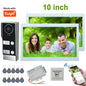 Tuya Smart WiFi Video Doorbell Intercom 1080P 2 Wired 10 inch LCD Video Door Phone System RFID APP Unlock for 2-Unit Apartments