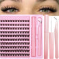 DIY Individual Lash Clusters Kit, Wispy D Curl False Eyelashes Complete Extension Set with Lash Bond Easy to Apply