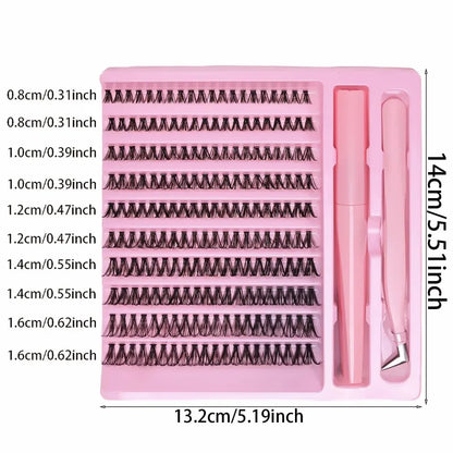 DIY Lash Extension Kit 200pcs Self Grafting D Curling False Eyelash Clusters With Bond And Tweezers Ideal For Easy Makeup