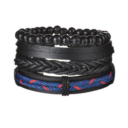 MeMolissa New Fashion Braided Wrap Leather Bracelets for Men High Quality Vintage Charm Wood Beads Ethnic Tribal Wristbands