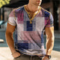 Summer 3D Printed T Shirt, Men’s Retro Patchwork, Cool Breathable, Short Sleeve, Trendy Casual, Oversized Top