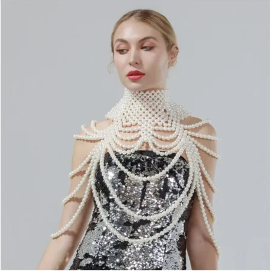 Sexy Accessories Women Bikini Pearl Chest chain Body Chain Jewelry Totally Hand-made Bra Fringed For Beach Nightclub Waist Chain