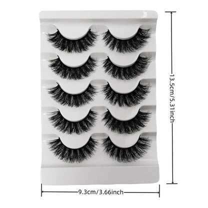 5 Pairs Fluffy Thick Lashes Russian Strip Lashes Faux Mink Fluffy 3D Fake Lashes Makeup Messy False Eyelashes