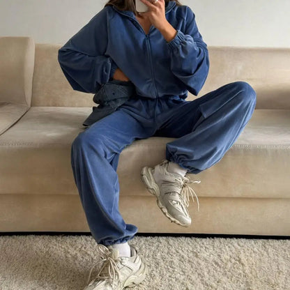 Casual Pants Suit Spring Autumn Cardigan Sweatshirts Sports Women