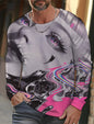 Men's Streetwear 3D Anime Girl Printed T-Shirt Casual Round Neck Graphic T-Shirt Tops Breathable Sports Long Sleeve Men