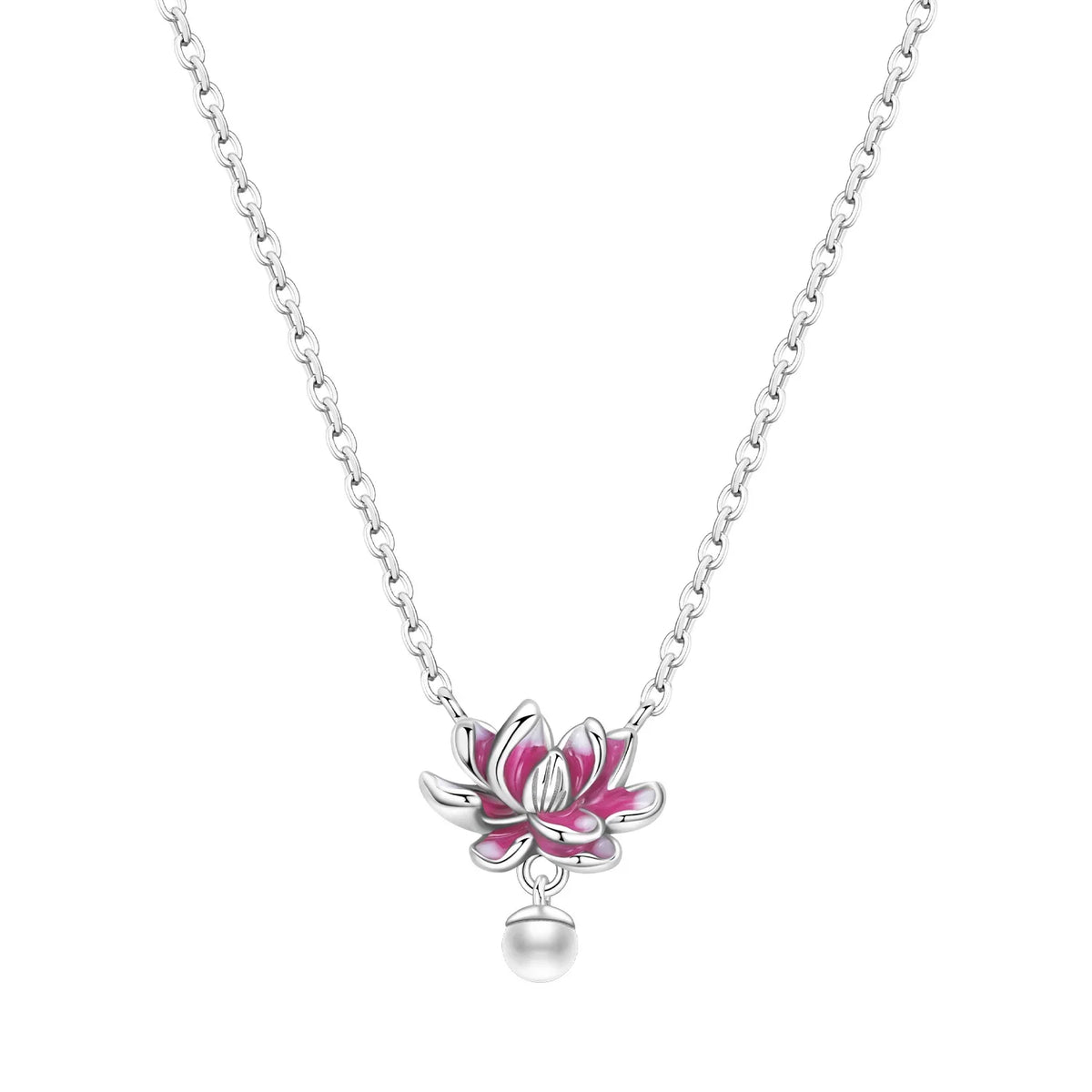 Romantic Pink Crown Heart Pendant Necklace Genuine 925 Sterling Silver Elegant Fine Jewelry for Women Wedding Holiday Presents