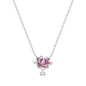 Romantic Pink Crown Heart Pendant Necklace Genuine 925 Sterling Silver Elegant Fine Jewelry for Women Wedding Holiday Presents