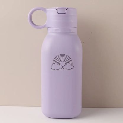 450ML Custom Name Silicone Straw Cup, Personalized Cartoon Pattern Water Bottle, Leakproof Sports Water Bottle for Kids Adults