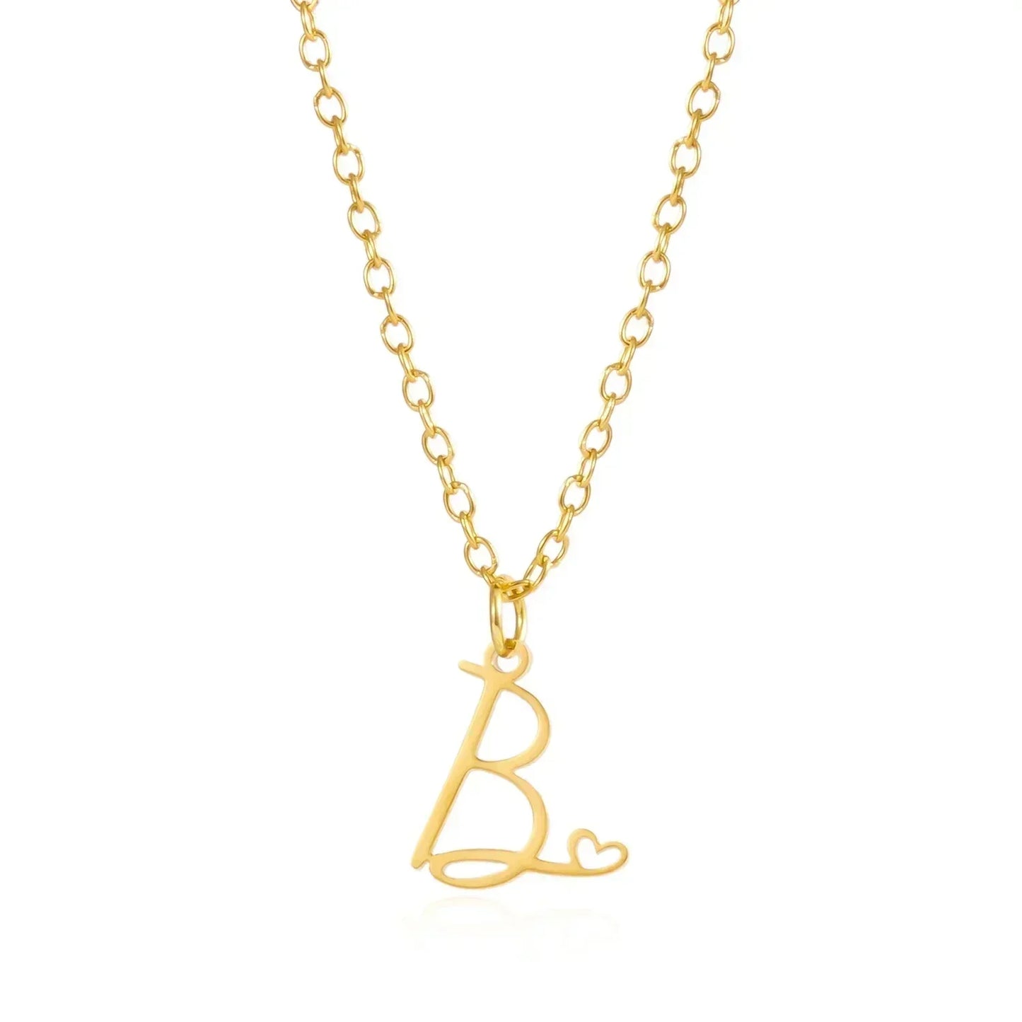 26 Initial Letters Heart Pendant Stainless Steel Necklace for Women Gold Color A-Z Alphabet Choker Chain Birthday Jewelry Gift