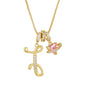 Fashion Letter Necklace for Women Pink Zircon Heart-shaped Pendant Suitable for Girls to Wear Personalized Gold-plated Jewelry