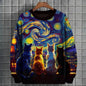 Animal Sweatshirts For Men Long Sleeve T-Shirt Tops 3d Oil Paint Animal Print Sweatshirt Pullover Loose Oversized Men Clothing