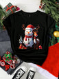 Christmas Women Casual T Shirt Cartoon Snowman Reindeer Christmas Tree Print Female Short Sleeve T-Shirt Suitable for All Season