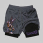 Dragon Ball Goku Anime Gym Shorts Men Double-layer 2-in-1 Sports Pants New Summer Japanese Cartoon Print Beach Pants Streetwear