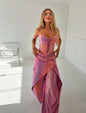 Chic Stripe Print Vest Pants Women Set Patchwork Slash Neck Bandage Top Pleated Asymmetry Trousers 2026 Summer Lady Outfit