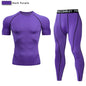 2pcs Men's Compression Sportswear Suit GYM Tight Sports Yoga Sets Workout Jogging MMA Fitness Clothing Tracksuit Pants Sporting