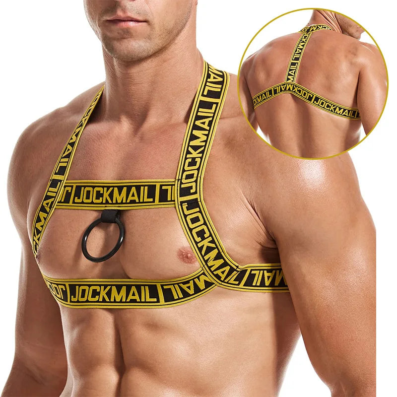 Man Harness Sissy Fetish Man Rave Costumes Lingerie Sexy Men Strap Shoulder Bondage Chest  Elastic Belt Erotic Hombre Hollow