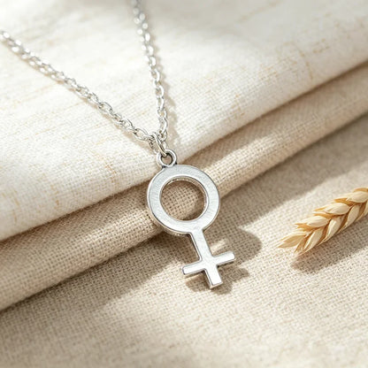 Female Symbol Pendant Necklace - Minimalist Metal Jewelry for Women and Girls
