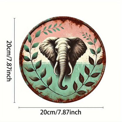 Vibrant 8x8" Metal Elephant Sign - Decorative Aluminum Wall Art for Home, Entryway & Party Gifts